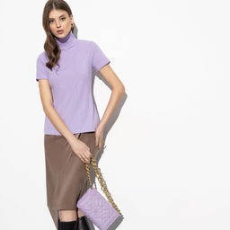 Водолазка из эластичной ткани в рубчик Сила нежности (lilac) - Charutti фото 8
