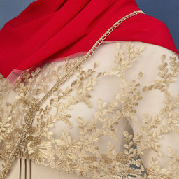 Палантин Золотая веточка, цвет красный - Мастерская ПОКРОВ фото 4