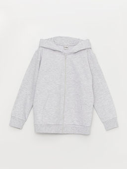 Kap??onlu Basic Uzun Kollu Erkek ?ocuk Fermuarl? Sweatshirt
