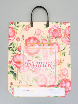 Цена за 10 шт. Пакет "Бутик Розы", полиэтиленовый с пластиковой ручкой, 38 х 45 + 3 см, 90 мкм