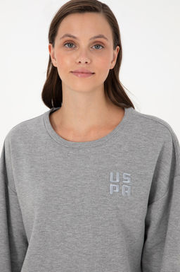 Женский серый меланжевый базовый свитшот - U.s. polo assn фото 2