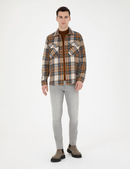 A__k Kahverengi Oduncu Oversize Uzun Kollu G_mlek