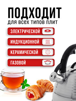 29776 Чайник мет 3 л пласт/руч со свист MB (х12) - Mayer&boch фото 8