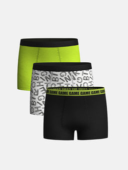 Bask?l? Erkek ?ocuk Boxer 3l?