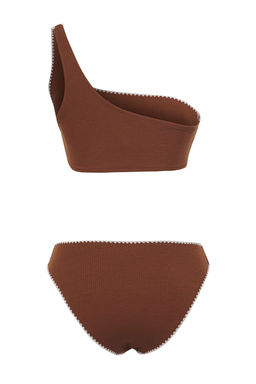 TRENDYOLMILLA Kahverengi Tek Omuz Nak?sl? Dokulu Regular Bikini Tak?m? TBESS25BT00020  фото 7