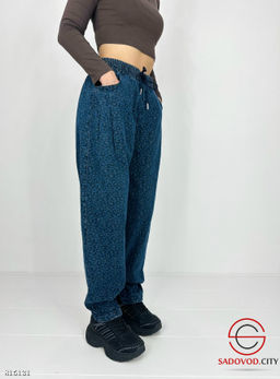 Брюки женские с принтом на резинке