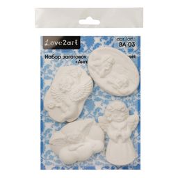 Заготовка для декорирования Love2art ВА-03 Набор заготовок для декорирования гипс 21 х 16 х 2 см 4 шт Ангелочки