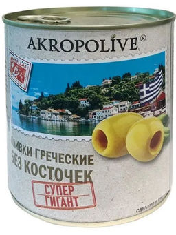 Оливки зелёные "Гигант" без кост. ж/б 810г AKROPOLIVE (Греция), , шт