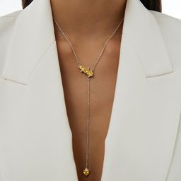 Серебряное колье - галстук с жёлтыми фианитами "Энергия"