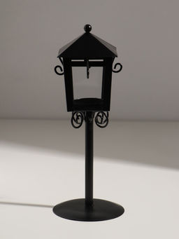Подсвечник на 1 свечу «Фонарь», металл, чёрный, 24×9×9 см