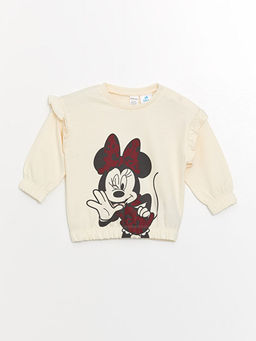 Bisiklet Yaka Uzun Kollu Minnie Mouse Bask?l? K?z Bebek Sweatshirt ve Tayt 2li Tak?m - Waikiki фото 2