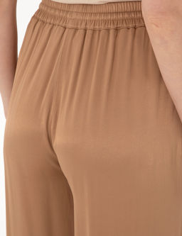 Kahverengi Saten Loose Fit Pantolon