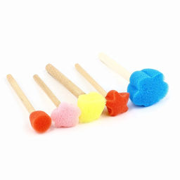 Цена за 2 шт. Кисть для рисования спонж набор 5 шт. «Фрида» цветные, деревянная ручка