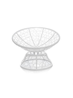 Кресло садовое «Папасан» 98×90×95 см, с искусственным ротангом, с механизмом качания, белое, с голубой подушкой