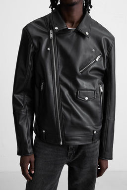 LEATHER EFFECT BIKER JACKET - Zara фото 5