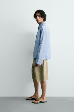 CAMISA RELAXED FIT CUADROS TEXTO / Azul claro - Zara фото 4