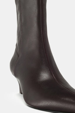 LEATHER WEDGE HEEL ANKLE BOOTS - Zara фото 7