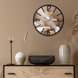 Часы настенные, интерьерные, бесшумные, d-50 см, зеркало, черные