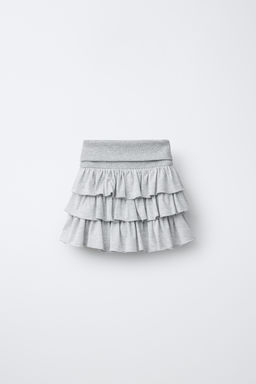 FALDA BERMUDA VOLANTES RAYAS / Gris vigor?