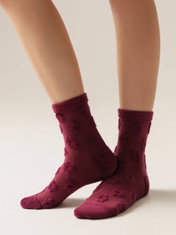 Цена за 2 пары CONTE COMFORT Махровые носки из хлопка с объемными рисунками лиловый