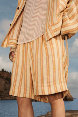 LIMITED EDITION STRIPED LINEN BERMUDA SHORTS - Zara фото 3