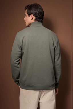 Haki Regular/Normal Kesim Dik Yaka Kal?n Ici Polarl? Sweatshirt TMNAW26SW00021