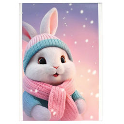 Блокнот, А6, 40 л, арт. 69592 ЗАЙКА ЗИМОЙ / Блок - белый офсет 60 г/м?, клетка, мягкий переплёт (1 с