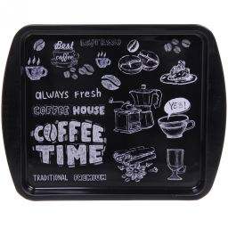 Цена за 2 шт. Поднос жестяной "Coffee time" 24,5*19,5см, черный