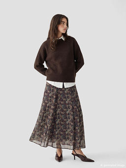 Beli Fermuarl? Desenli Pileli Etek