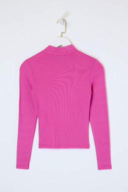 Fusya Duz Fitted Asimetrik Yaka Dusuk Kol Kolsuz Aksesuar Detayl? Esnek Orme Bluz TWOSS26BZ00352