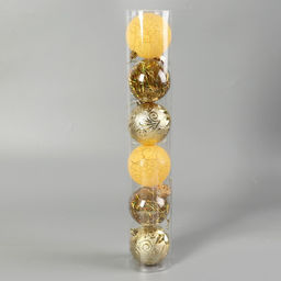 Ёлочные игрушки Мелодия, шары новогодние, d=8 см, набор 6 шт., диско треск, золото - Зимнее волшебство фото 2