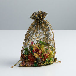 Цена за 20 шт. Мешочек подарочный органза С Новым годом!, 10 12 см +/- 1.5 см