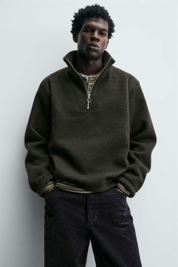 TEXTURED QUARTER-ZIP SWEATSHIRT - Zara фото 5