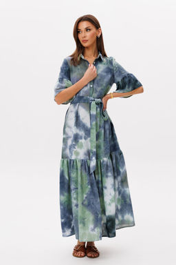 Платье Lars Style 1108 изумрудный мульти-принт