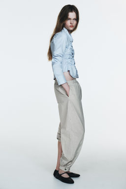 CHECK NYLON SAROUEL TROUSERS - Zara фото 4