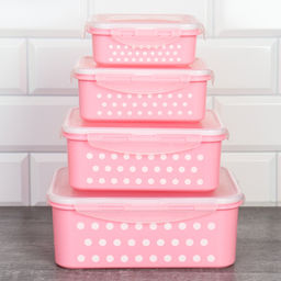 Салатник квадратный 4 штуки с крышками Горох / ZH-023 /уп 48/ - Галеонтрейд фото 5