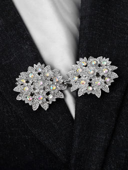 Зажим для кардигана Соцветие, радужный в серебре