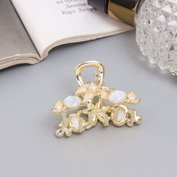 Цена за 6 шт. Крабик для волос «Хлоя галант», цветы, 4 см, золото