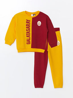 Bisiklet Yaka Galatasaray Bask?l? Erkek ?ocuk Sweatshirt ve E?ofman Alt 2li Tak?m