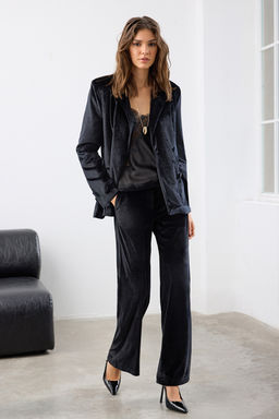 Siyah Kadife Wide Leg/Genis Paca Pantolon TWOAW26PL00055