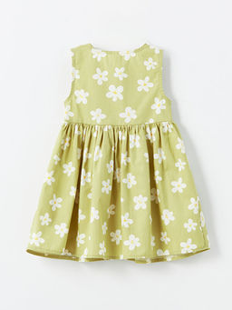 Bisiklet Yaka ?i?ekli Poplin K?z Bebek Elbise