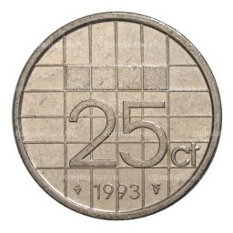 Монета 25 центов 1993 года Нидерланды