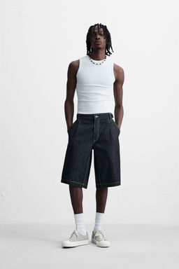 BELTED BAGGY FIT DENIM BERMUDA SHORTS - Zara фото 11