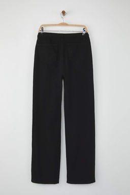 Wardrobe Essentials Siyah Yuksek Bel Kus Gozu Detayl? Kemerli Wide Leg Palazzo Jeans TWOAW26JE00098 - Trendyolmilla фото 6