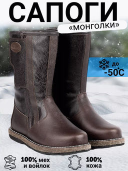 Сапоги мужские Алтай, коричневые, войлочная подошва