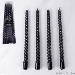 Свеча 4 штуки 25х1,8 см набор / WR-311 /уп 144/ черный / 2 СОРТ ЦАРАПИНЫ