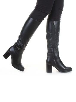 02-K56-D1 BLACK Сапоги зимние женские (натуральная кожа, натуральный мех (еврозима)) - Фабричный китай фото 3