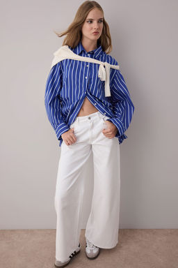 Beyaz Yuksek Bel Genis Paca Wide Leg Jeans TWOAW26JE00023 - Trendyolmilla фото 2