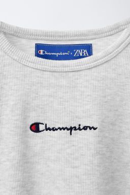CHAMPION ® X ZARA TEXT RIBBED T-SHIRT  фото 3