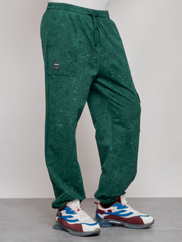 Широкие спортивные брюки трикотажные мужские зеленого цвета 12932Z - Mtforce фото 11